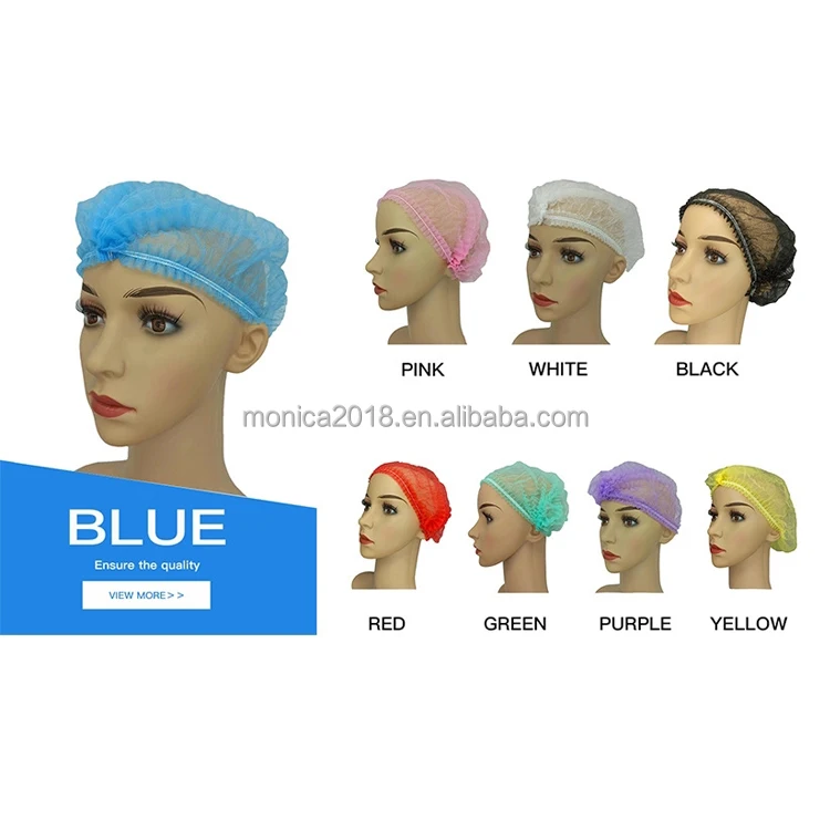 Disposable Non Woven Strip Clip Cap Bouffant Head Cover Surgical Doctor Hat Round Mob Cap Nurse Cap 100pcs/bag