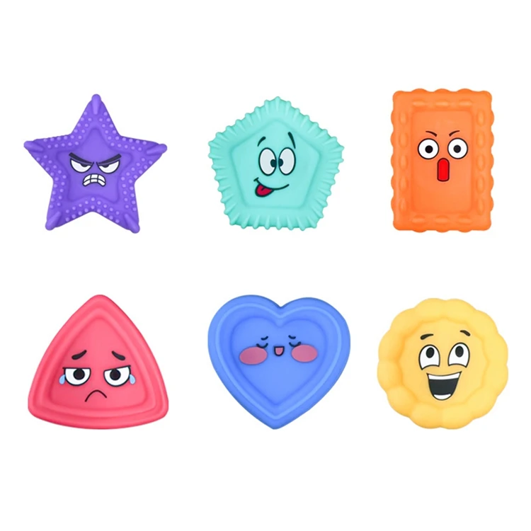 Soft Silicone Decompression Toy 6 Pieces Shape Cognition Sensory Texture Toys With Expression
