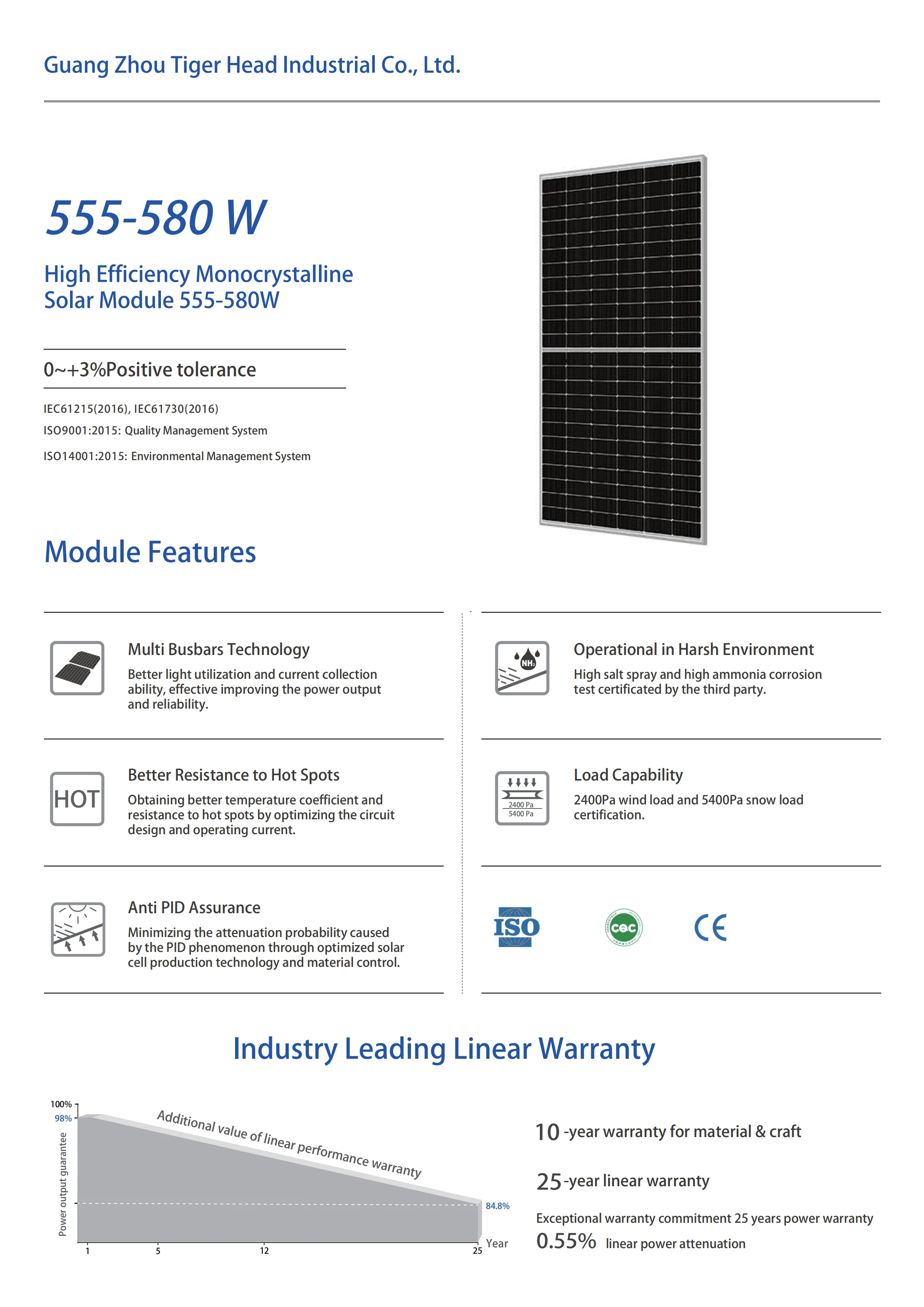 Wholesale 550W 560W 565W 570W 575W 580W Solar Panel Mono Crystalline High Efficiency Solar Module High Quality