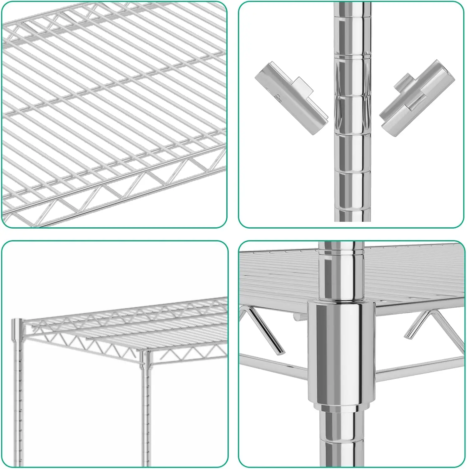 rolling chrome wire shelving