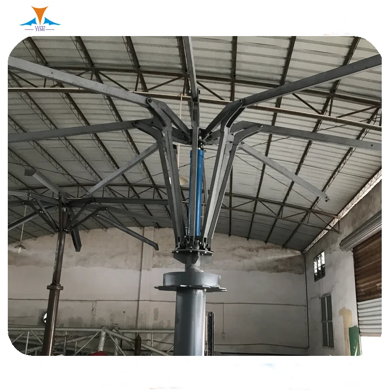 Architectural tensile membrane tulip umbrella with electric motor