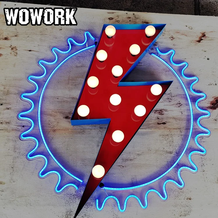 2024 WOWORK custom vintage style bulb marquee lights open face channel letter logo sign by OEM for shop store decoration