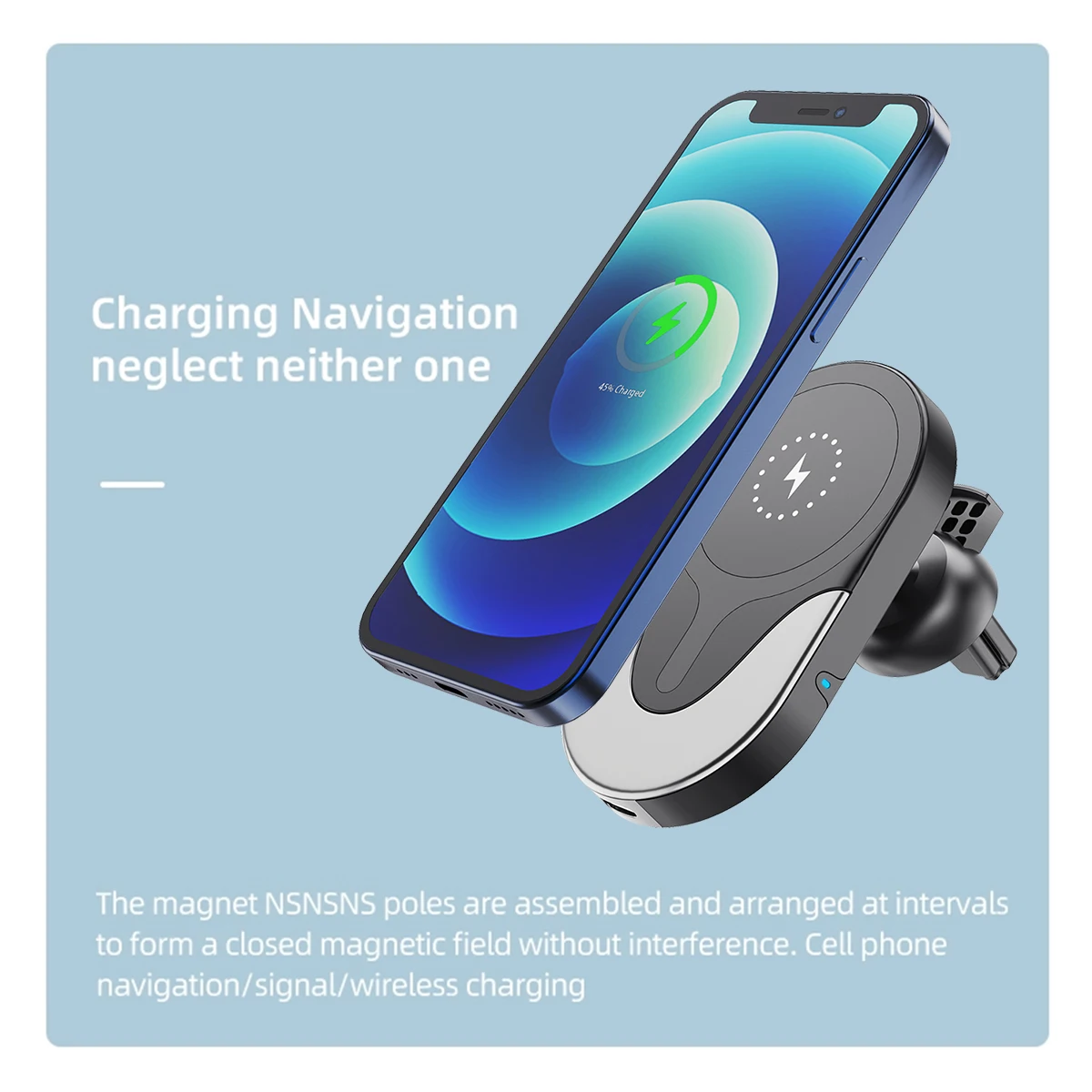 Manufactory Wholesale Generic 7.5W Iphone Quick Charging Air Vent Bracket Original Magnetic Car Charger Wireless For Vw Polo