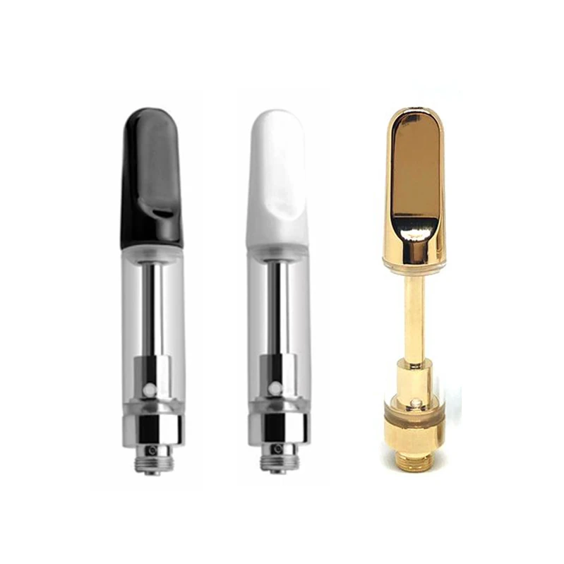 
Hot sale TH205 Ceramic Coil eCig Cartridge 0.8ml 0.5ml 1ml CBD Oil Refillable Vape Pen Gold Dabwood Tip Choice 