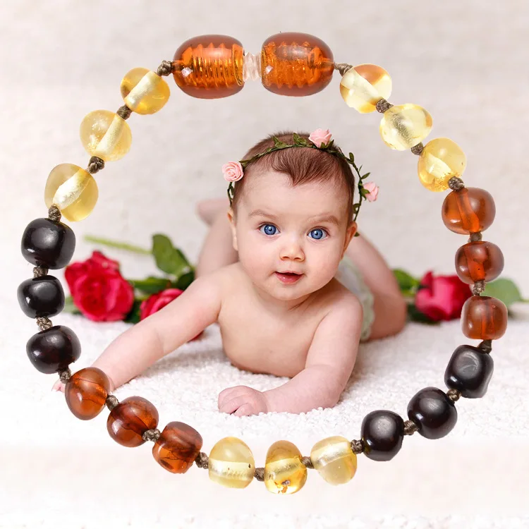 JOJO Factory Direct High Quality Safety Knotted Real Baltic Amber Natural Baby Teething Bracelet from Vietnam