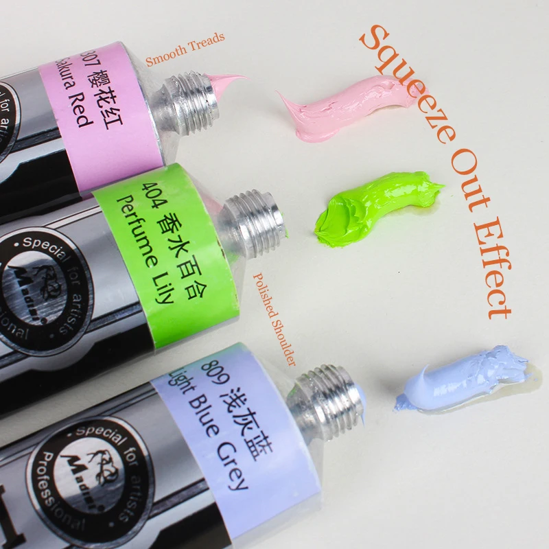 Custom Acrylic Oil Paint Pen Empty Packaging Pigment Watercolors Water Color Painted Aluminum Squeeze Metal Tube 20 100 Ml 200Ml