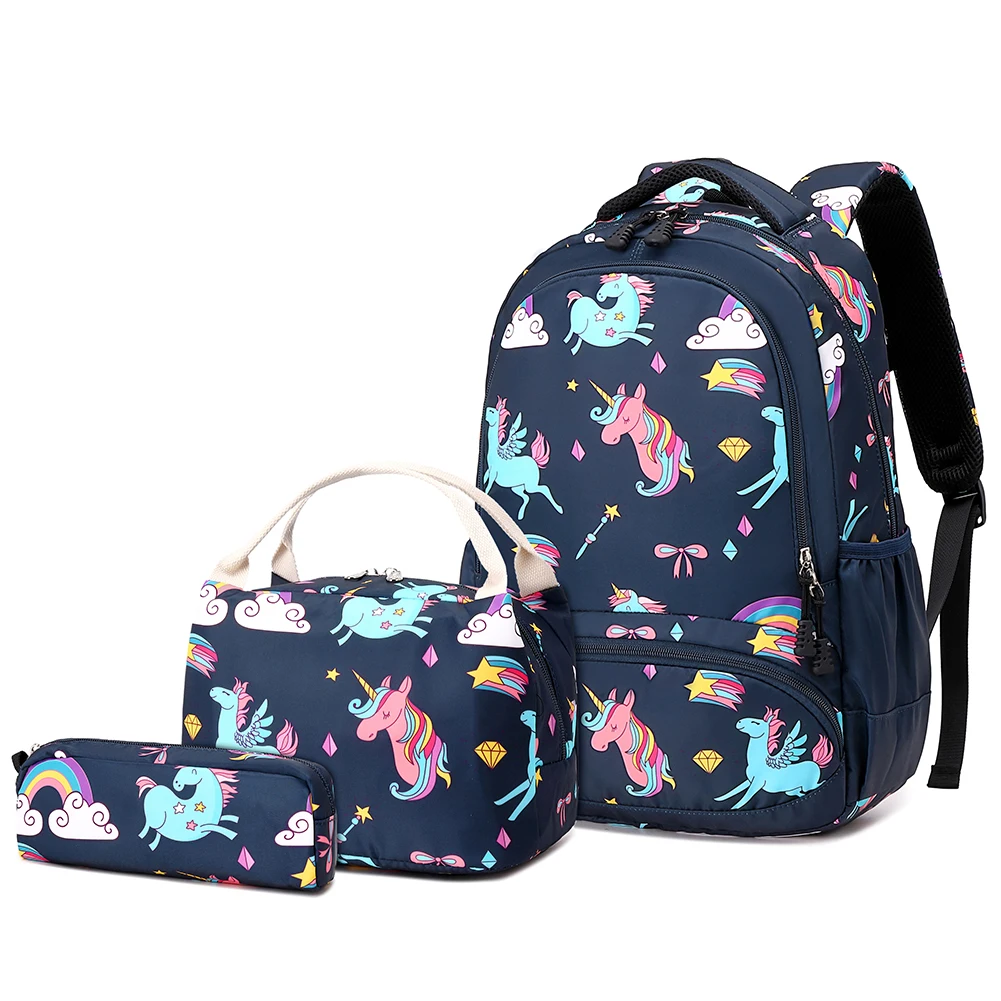 Unisex High Quality Waterproof Pre-School Backpack Cute Unicorn Printed Girls Fashionable Kids School Bookbag Children Polyester