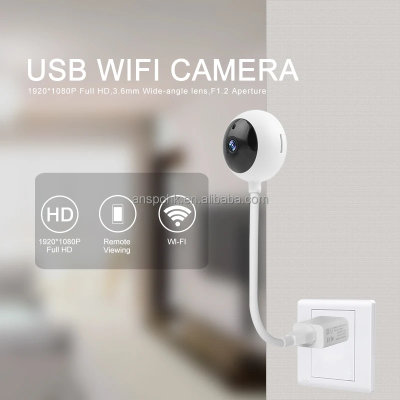 Anspo 1080P USB wifi Camera Mini Camera 2MP Wireless CCTV Surveillance Camera Home Security Baby Monitor with night vision