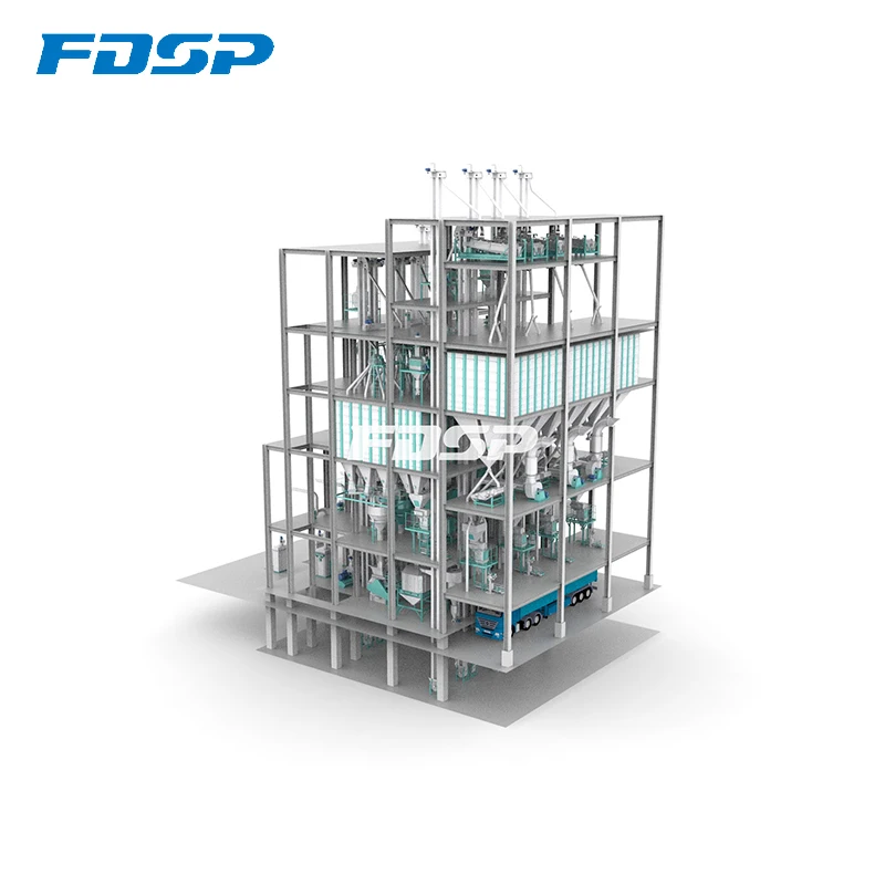 Four unit-pellet mill producing high output poultry and livestock feed line