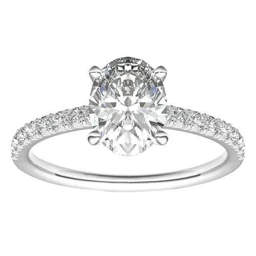 Classic Six Prong Brilliant Cut Proposal Ring White Yellow Rose Gold Accent with Hidden Halo for Wedding or Gift