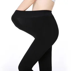 Bulk winter warm thick fleece lined skin black 120D velvet xxxl plus size pantyhose for ladies