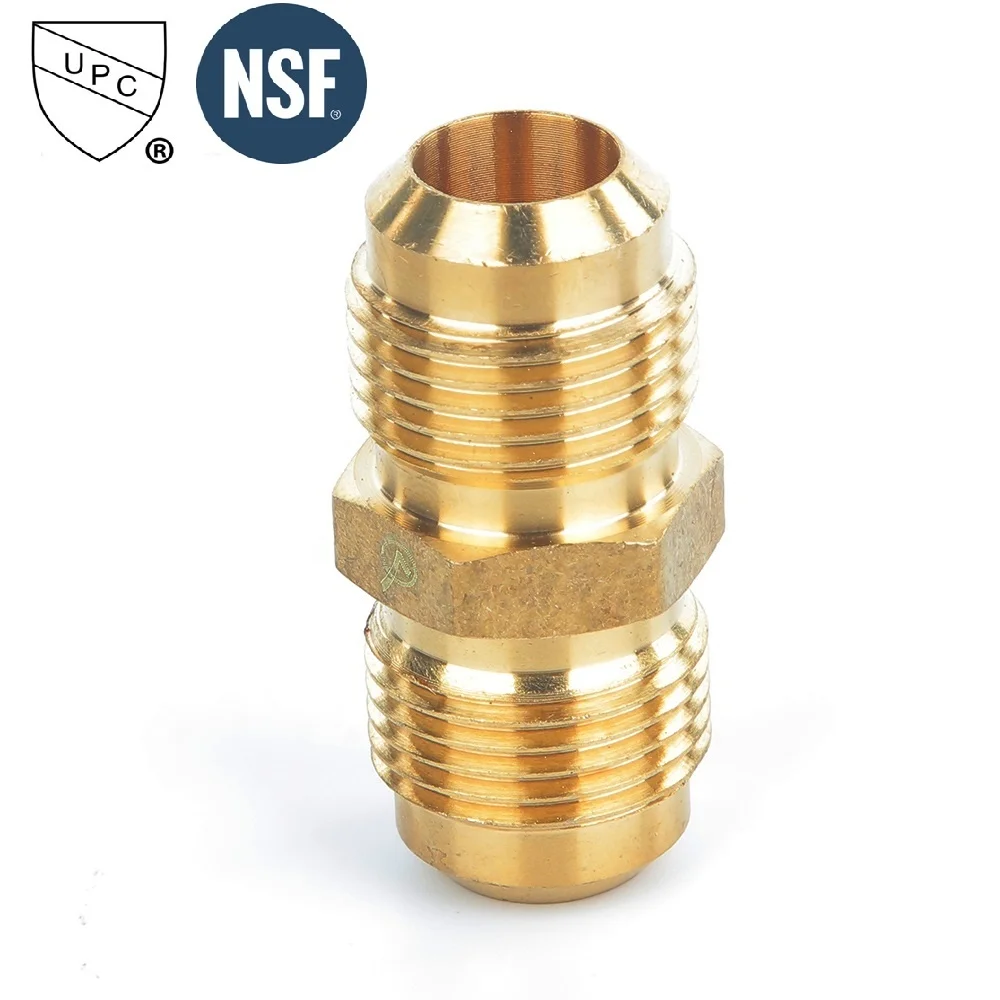 Brass Flare Union Fitting for Air Conditioner Brass Fitting Thread Hexagonal Connectors Male Nipple For Pipe