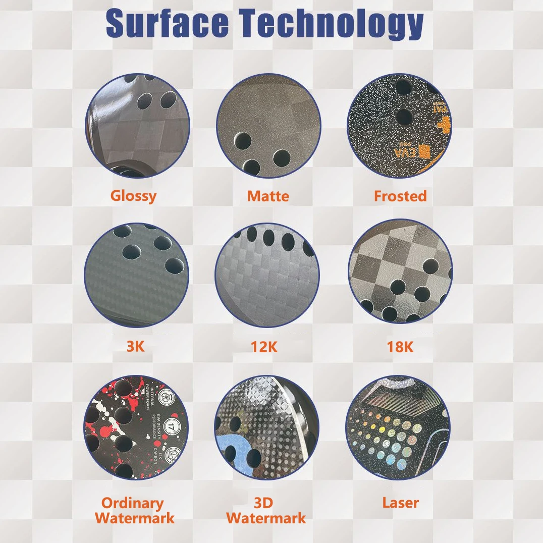 Carbon Fiber Surface Padel Racket with EVA Memory Flex Foam Core Padel Tennis Racquets Paddle Tennis Racket