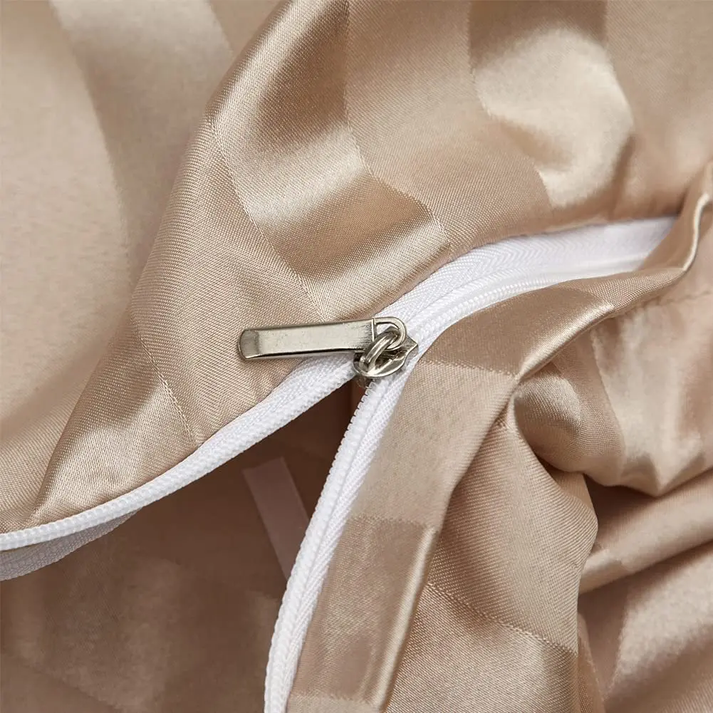 Luxury Sateen Duvet Cover Holiday Inn Express Choice Hotel Strip Satin Wholesale Bed Sheets Duvet Cover Twin Queen Bedding Sets