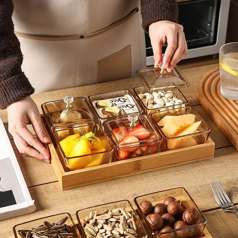 Nordic ins style glass fruit tray, light luxury creative snacks, divided fruit tray