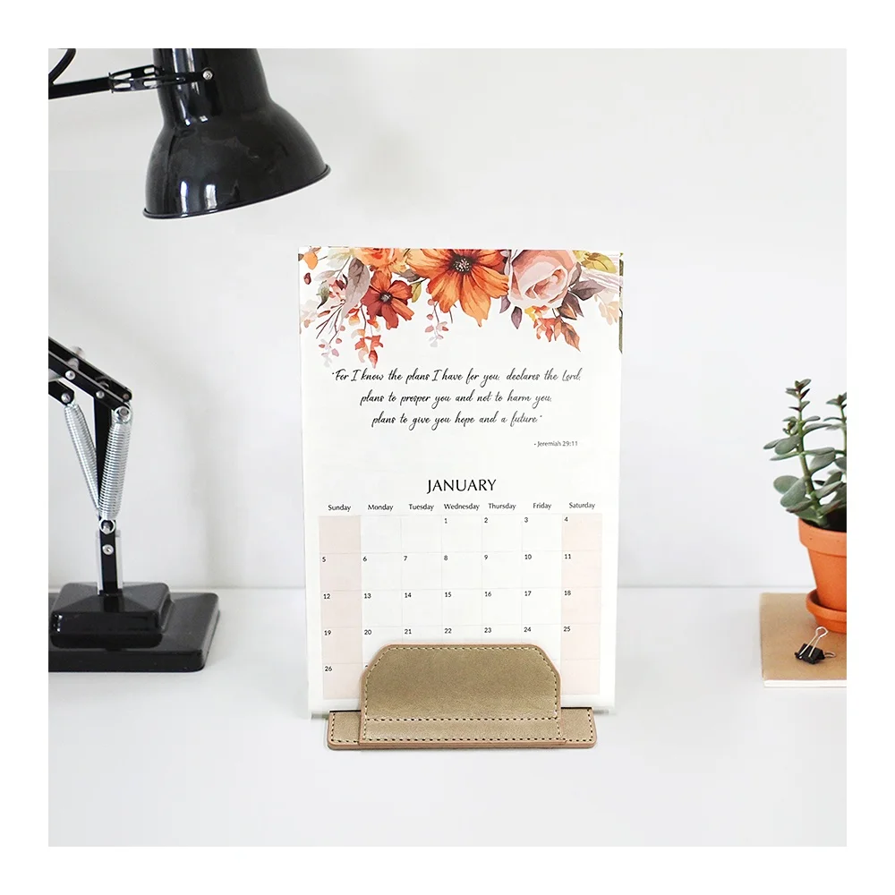 Original Design Planner Bible Verse Desktop PU Gift Set Monthly LOGO Agenda Inspiring Customized Weekly Table Card Base Calendar