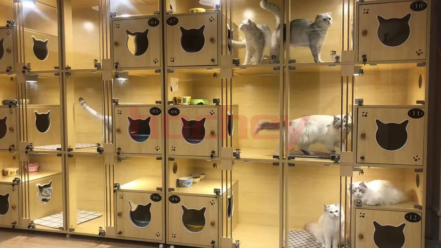 MT Medical 3-story Cat Wood Villa Pet Cat Cage Villa Furniture Large Luxury Cat Villa Cage