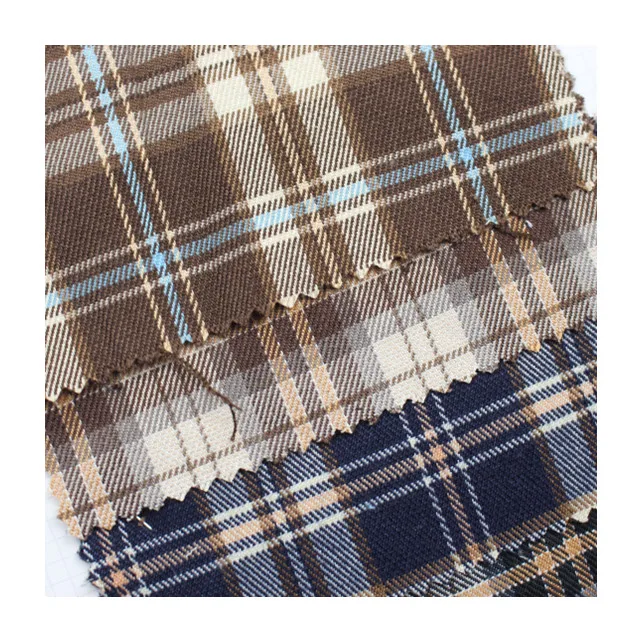 Plaid tr ground yarn dyed fabric is used for suit coat fashion thickened casual wear fabric
