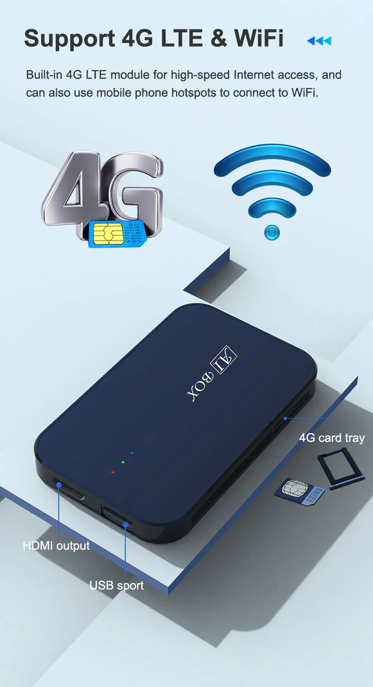 2022 4G LTE USB Android Auto Multimedia Wireless CarPlay Smart Multi Media Steam WiFi Adapter AI Box for Car Apple