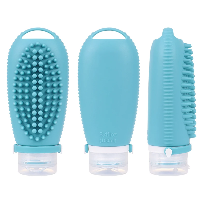 TSA Approved Refillable Squeezable 100ml Silicone Leakproof Empty Travel Size Cosmetic Shampoo and Conditioner Bottle for Travel