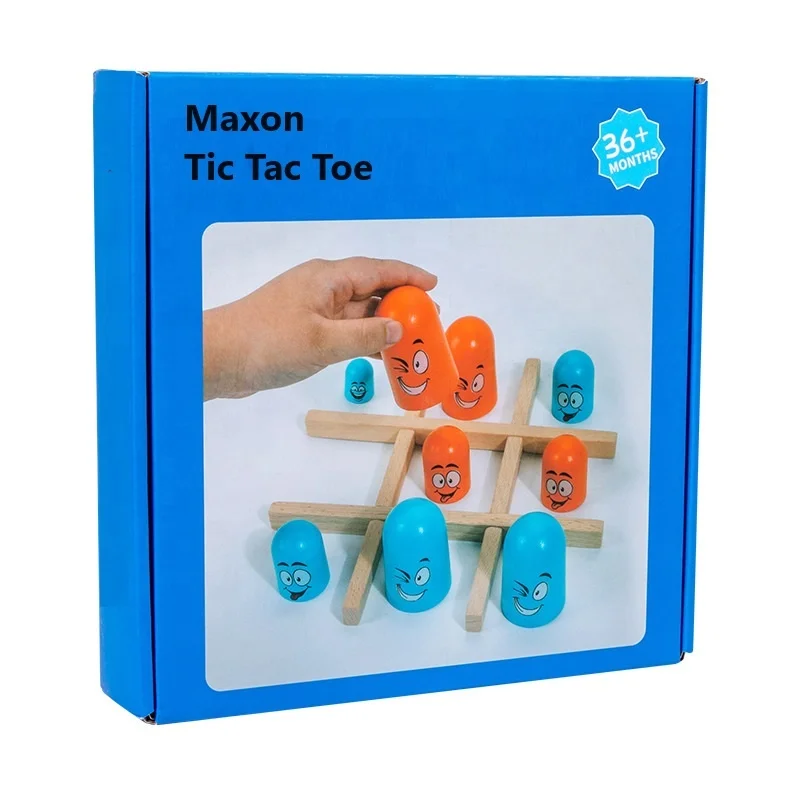 Wooden Tic Tac Toe Stacking Cup Game Desktop Checkers Game Kids Board Game Educational Toy FSC BSCI SEDEX Target FAMA Audit