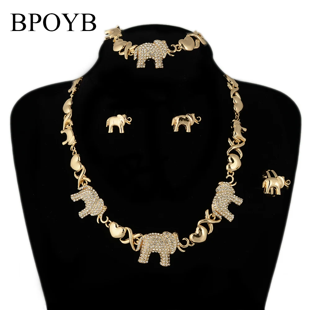 BPOYB Tassel Heart Elephant I Love You Party Customized Coral Beads Brazilian Nigerian Wedding Expensive 4 Piece Jewelry Set