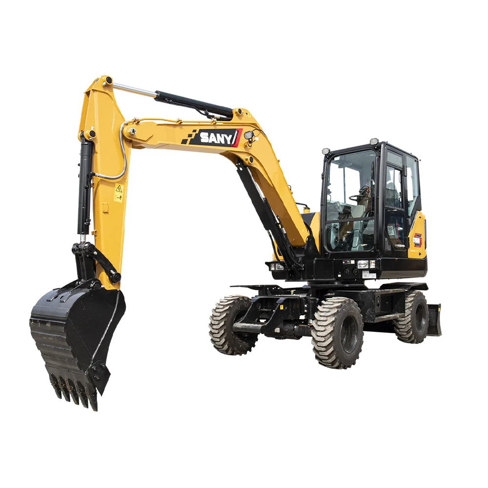 China Wheel Excavator Sany 65W 155W Digger Machine Compactor Rubber Four Wheels 6ton Excavator