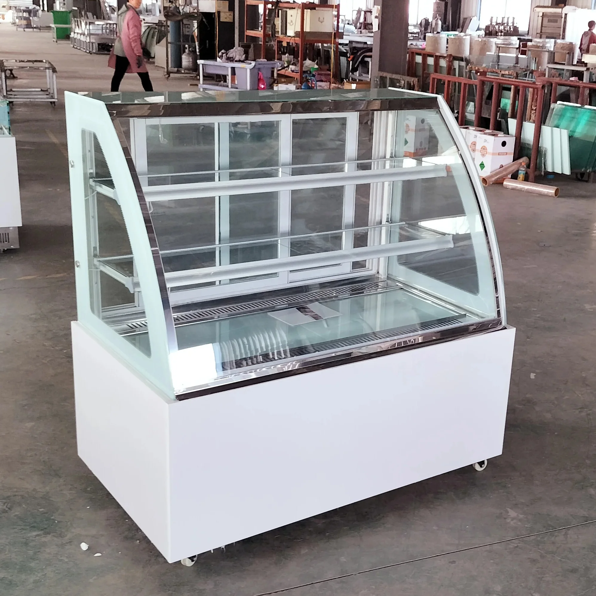 0.9m 1.2m 1.5m 1.8m curved glass back open refrigerated cake display cases/bread bakery display /cake display counter