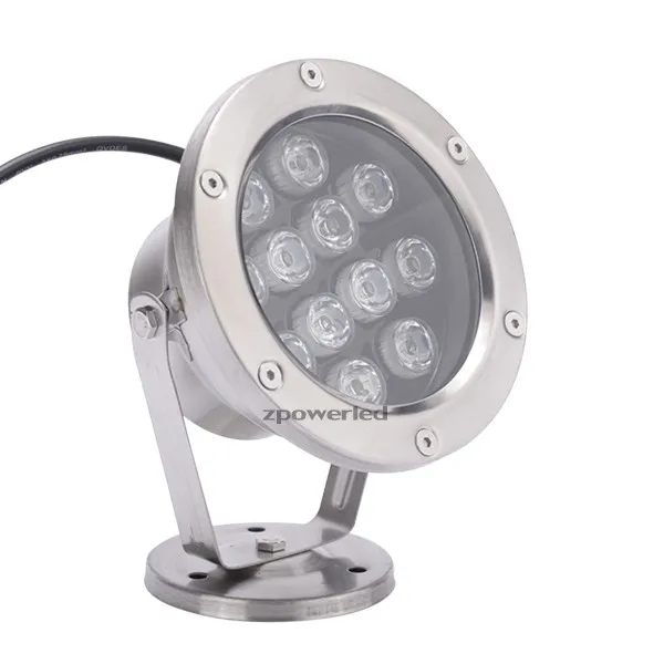 12v 24v 110v 220v Outdoor Waterproof IP68 Stainless Steel 304 12W RGB Colors LED Underwater Pool Spot Light