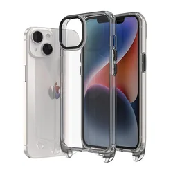 Crystal Clear Rope Phone Case For iPhone 14 Pro With Adjustable Strap Lanyard Anti-Drop Protective Cover