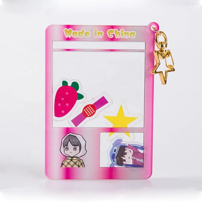 Personalized Star Shape Cute Cartoon Printed Key Chain Anime Character Acrylic Shaker Moving Keychains Charms