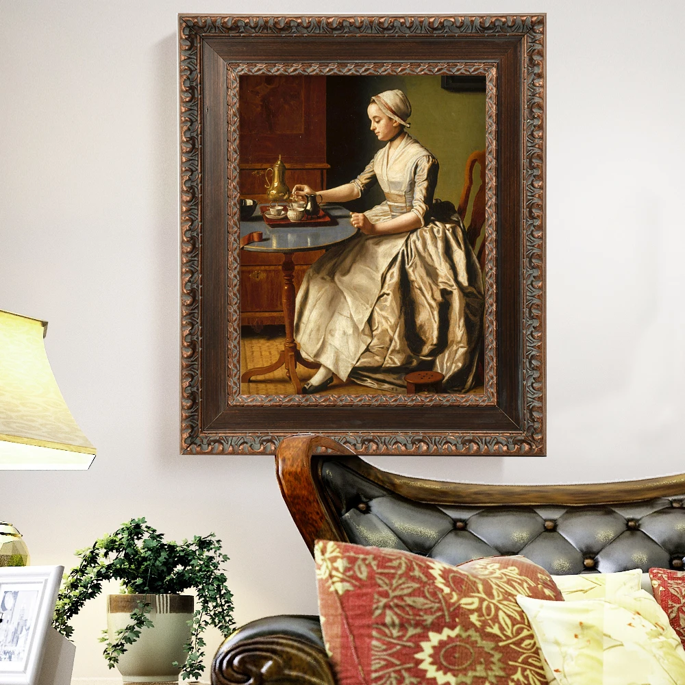 Custom Classical Solid Wood Oil Painting Frames Baroque Wooden Picture Photo Frame