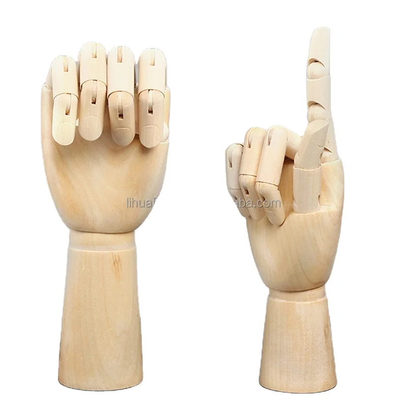 8-Inch Wooden Mannequin Hand Model Science & Engineering Activity Joint Manikins Glove Display Toy