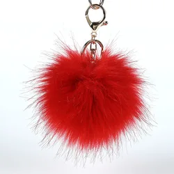 Faux Fox Fur Pompon Keychain Top Garde Faux Fur Pompom Fake Pom Poms Faux Fox Fur Ball Keychain
