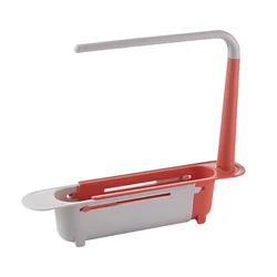 Telescopic Sink Shelf Sink Drain Basket Plastic Kitchen Adjustable Sink Storage Rack Holder