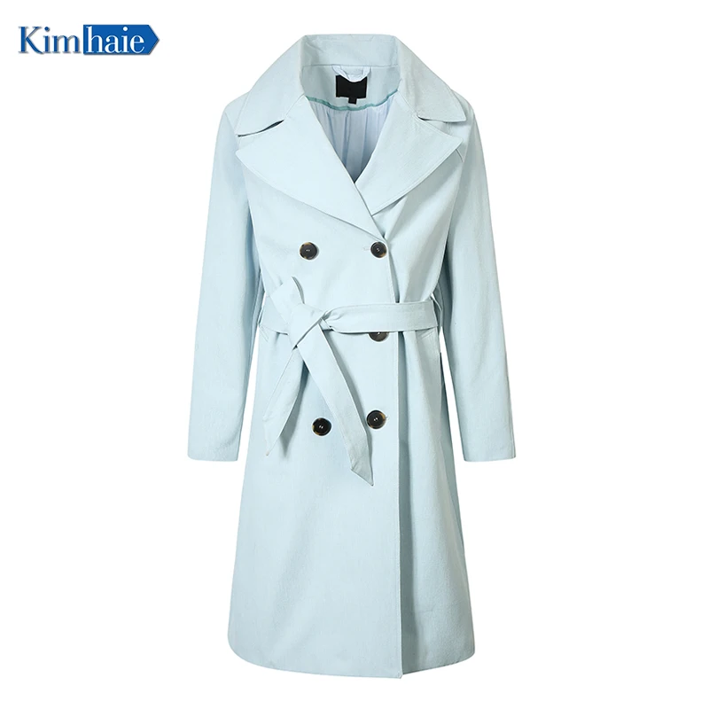 Top Quality Top Quality High quality  ladies blue back yoke waistband belt jacket trench coat could custom could custom