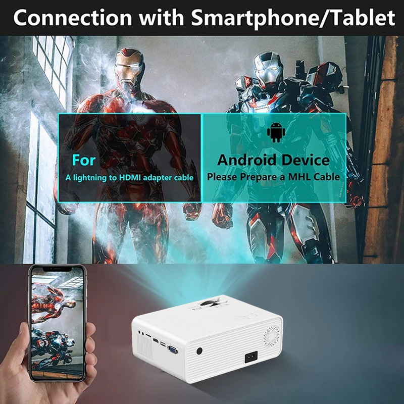 MOQ 1 piece Led HD Mini Projector Home Theater Lcd Portable Projector for Outside Video Cinema 4K Movie Projector for Mobile