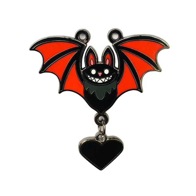 Bat Shape Necklace Enamel pin Custom Fashion Ornament Lapel Pin Factory Price
