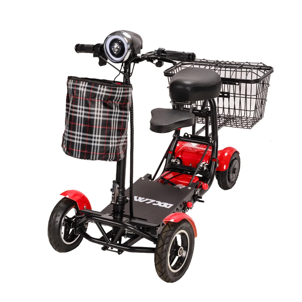 long range  double seat 250w  low speed portable 4 wheel mobility electric scooters  city bike  10 inch