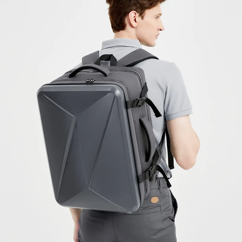 USB Large Capacity Hard Shell Backpack - Fashionable Notebook 17-inch Computer Bag - ABS Material - Travel Waterproof Suitcase