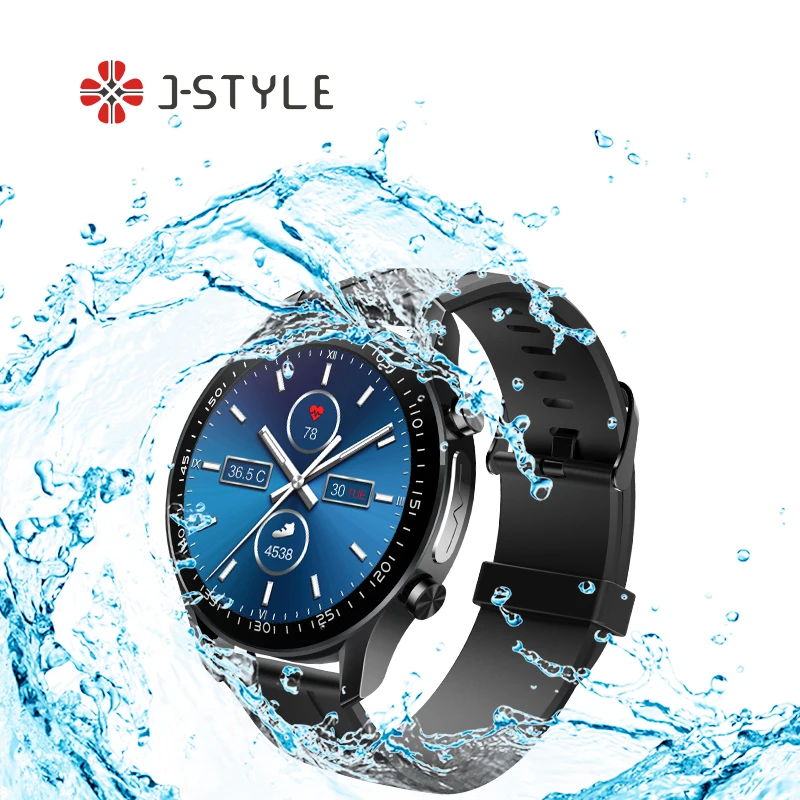 J-Style 5ATM Waterproof Smart Spo2 Ppg Watch Round Hd Amoled Screen 1.39 Inch Full Touch Ecg Smart Health Watch