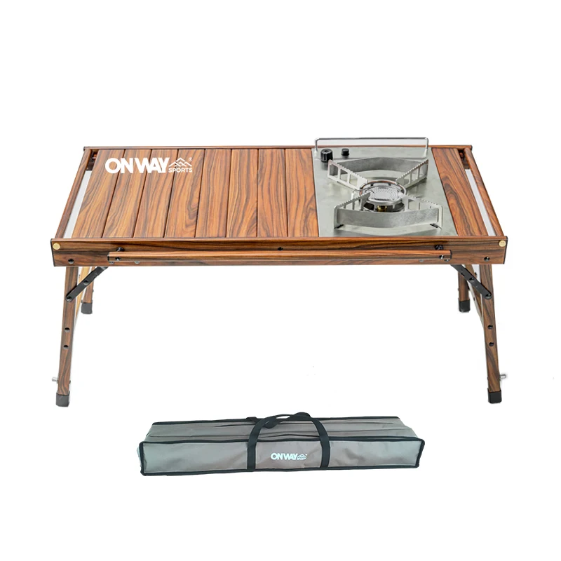 
Simpleme Egg Roll Up Foldable Outdoor Wood Camping Kitchen Table For Picnic 
