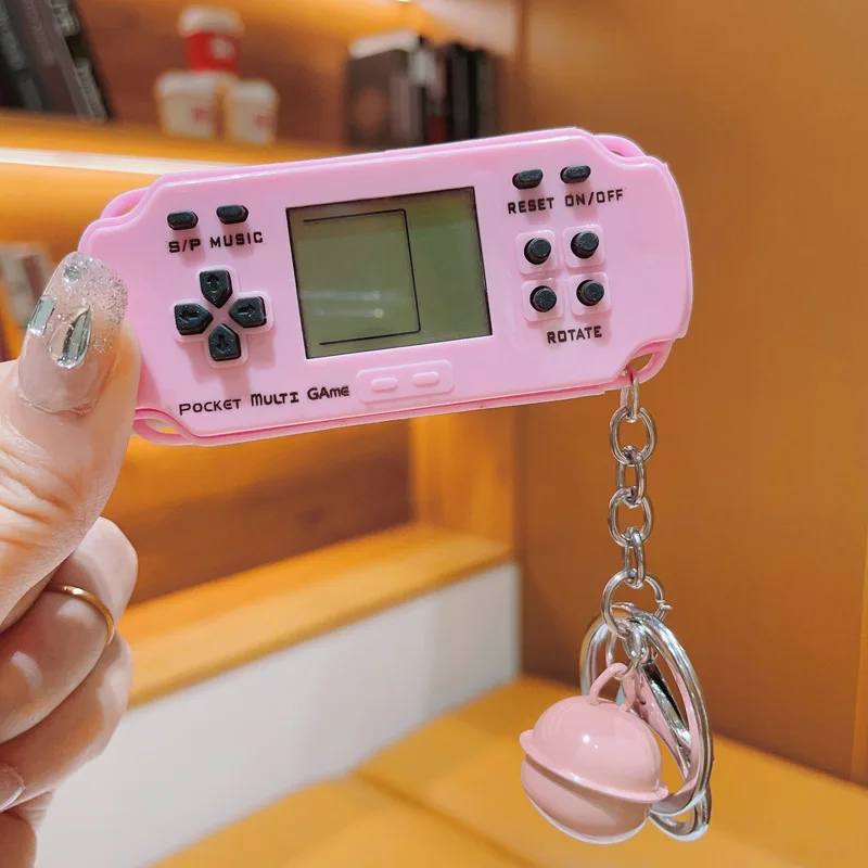 Toy Mini Video Gaming Machine Console Keychain Stereo Handheld Electronic game keychain Pendant Llavero
