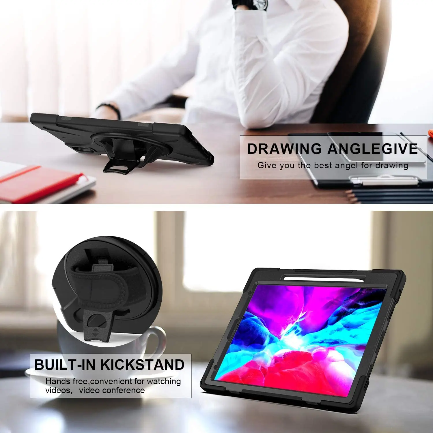  Прочный чехол для iPad Pro 12 9-4 поколения 2020 противоударный сверхпрочный защитный с держателем