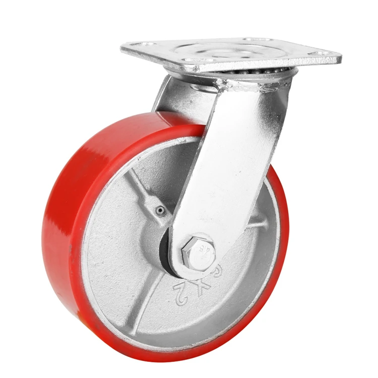 50 мм 70 кг Pu полиэтан на чугунном ядре направляющее колесо с блокировкой