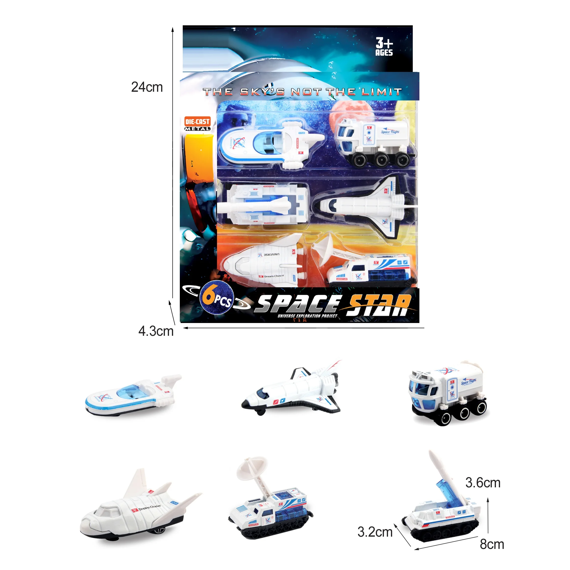 KSF Space Theme Toys Alloy Rocket Space Station Astronaut Space Shuttle Toys Set