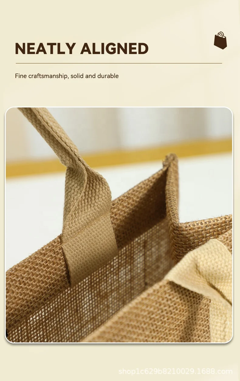 Custom Natural Eco-friendly Tote Bag Large Capacity Handbag Multi-functional Jute Luxury Bag