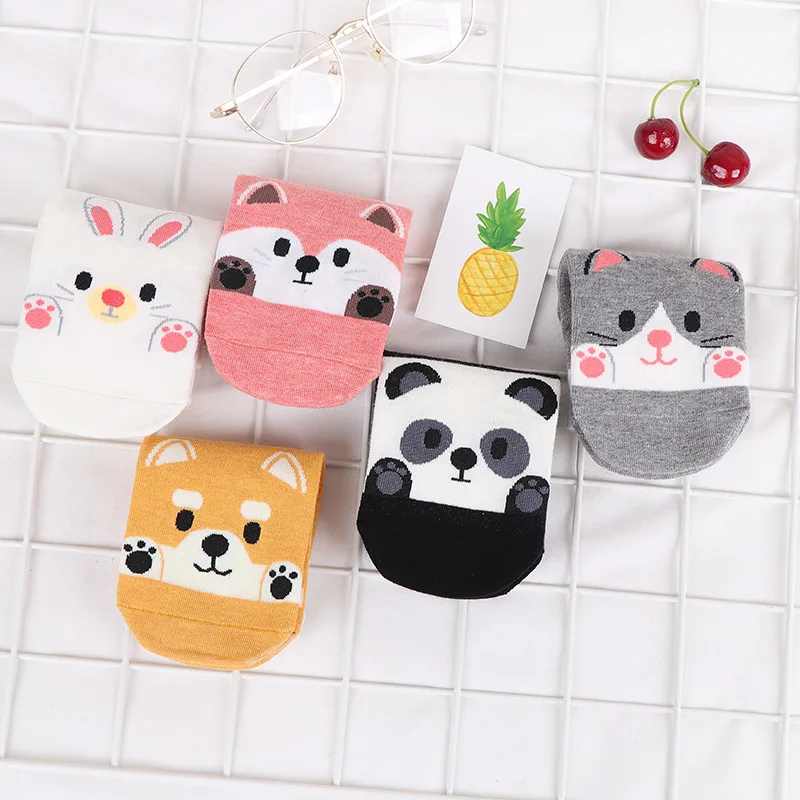 Wholesale Spring Autumn Cotton Fashion Cartoon Animal Short Cute Dog Teen Tube Ankle Socks for Women Girls