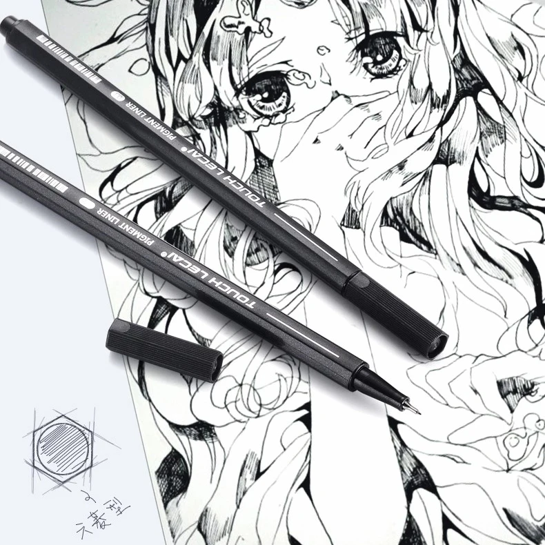 10Pcs Set Art Marker Fineliner Pen Black Ink Pigment Liner Micron Tip For Manga Comics Drawing Sketch Drafting