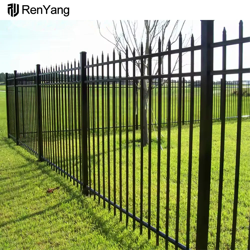Wrought Iron Fence Supplies Outdoor House Backyard Perimeter Garden Black Metal Fence Steel Fence Panels